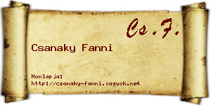 Csanaky Fanni névjegykártya